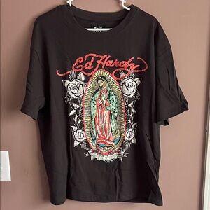 Ed Hardy Black Tee with Colorful Graphic